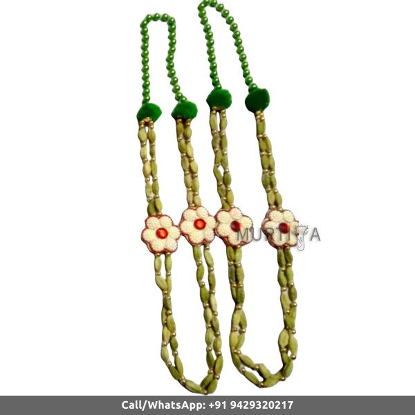 Welcome Guest Mala-Original Cardamom with green bead and red and white flower Garland-1 Ft MilniMala-Baarat WelcomeGift-Groom Side WelcomeMala-SwagatMala-Indian Hindu WeddingGarland (1 Piece)