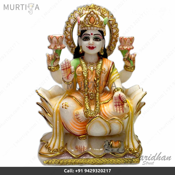 12-inch Pure Marble Ganesh Laxmi Saraswati Ma Statue-GaneshJi Laxmi JiSaraswati Ma For Diwali Pooja Laxmi Ganesh Murti For HomeTemple Office