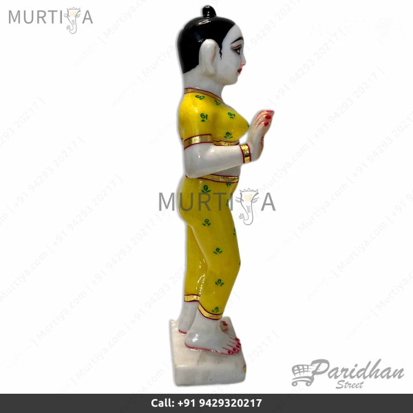 12 Inch Radha Krishna Artificial Marble Deity with Painted Clothes | Affordable Price | Best Quality