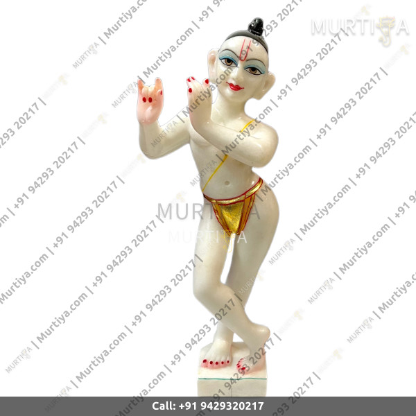 ISKCON 18 Inch Radha Krishna White Marble Statue Pure Handmade