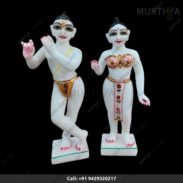 ISKCON Pure White Makrana Krishna Marble Statue Pure Handmade