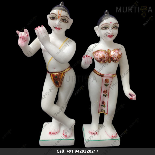 ISKCON Pure White Makrana Krishna Marble Statue Pure Handmade