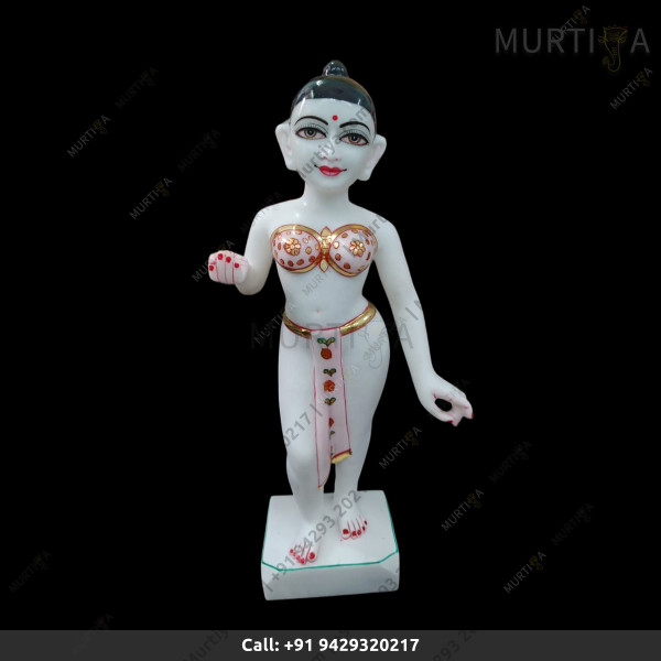 ISKCON Pure White Vietname Marble Radha With Painted Clothes Handmade