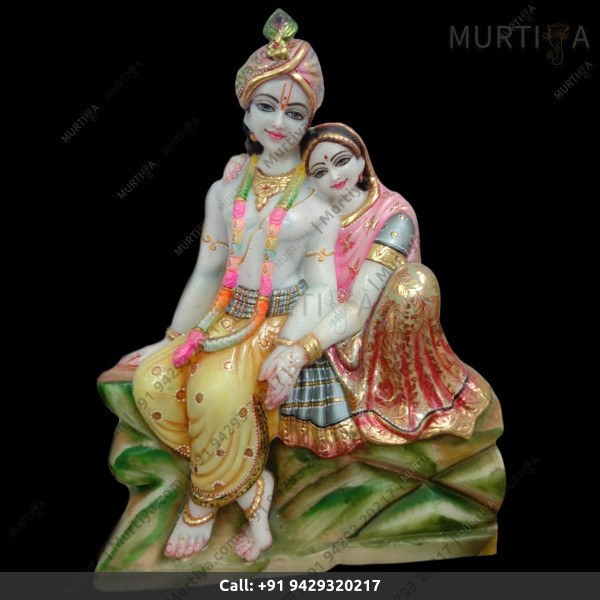 Radha Krishna on Lotus in Marble