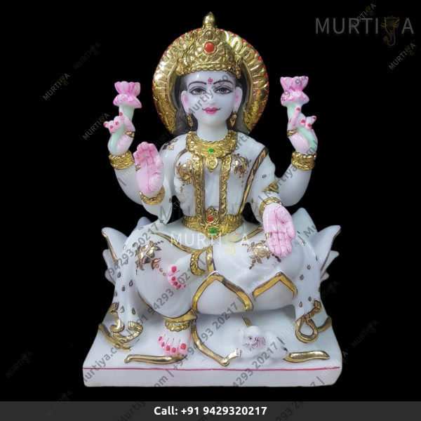 Marble Saraswati Maa Golden Outline