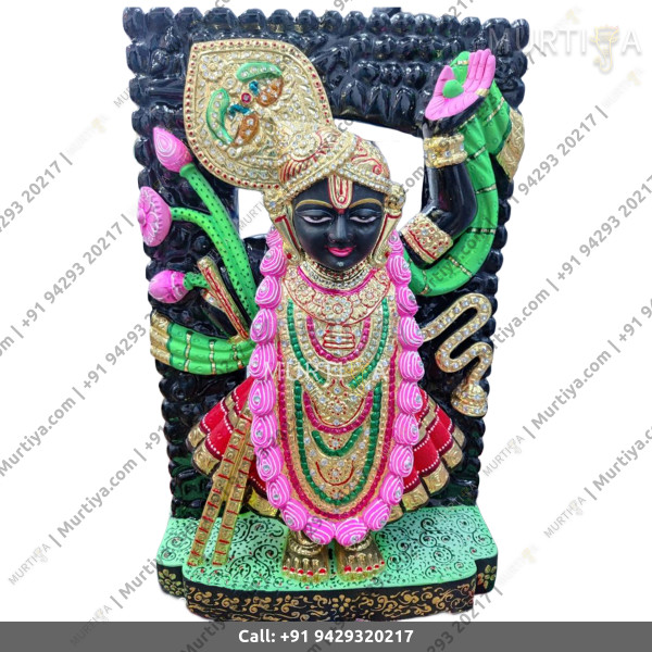 Marble Shreenath Ji Stone work with base