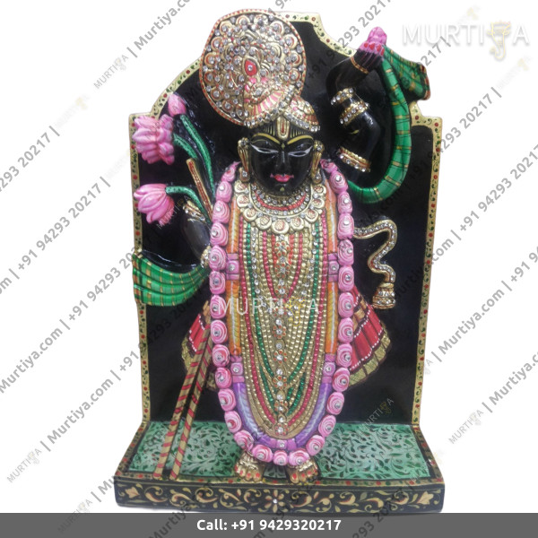 Marble Shreenath Ji with Stone Work