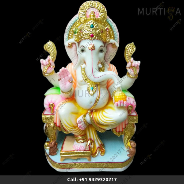 Fully Painted Marble Ganesh ji