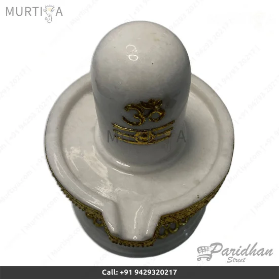 12 Pure White Marble Shiv Lingam with Snake Pure Handmade Buy online ...